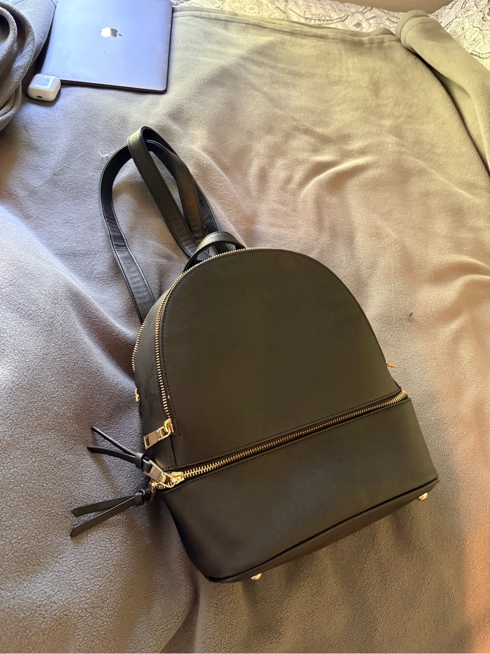 Black Leather Mini with Gold Hardware